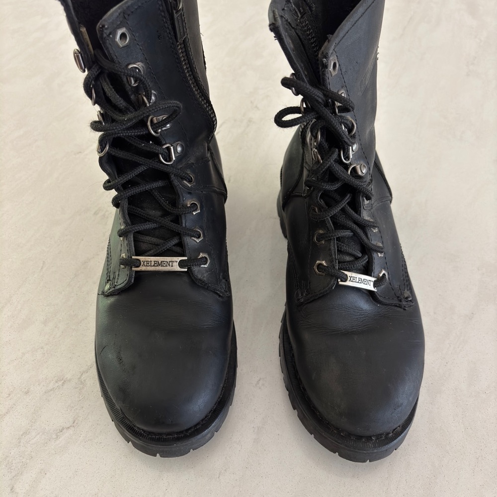 Black Leather Combat Boots
